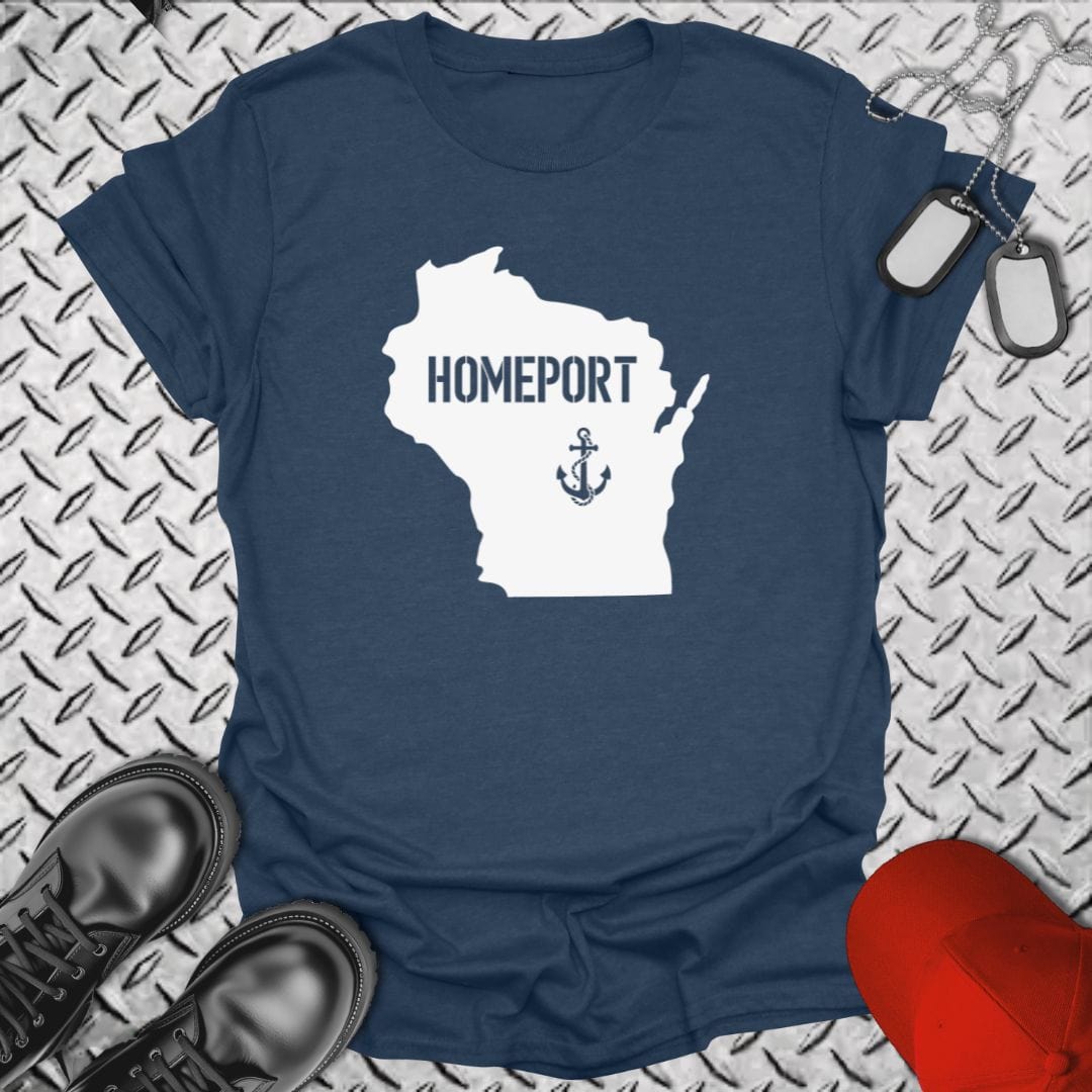 NavyHumor T-Shirt Heather Navy / S Homeport Wisconsin T-shirt