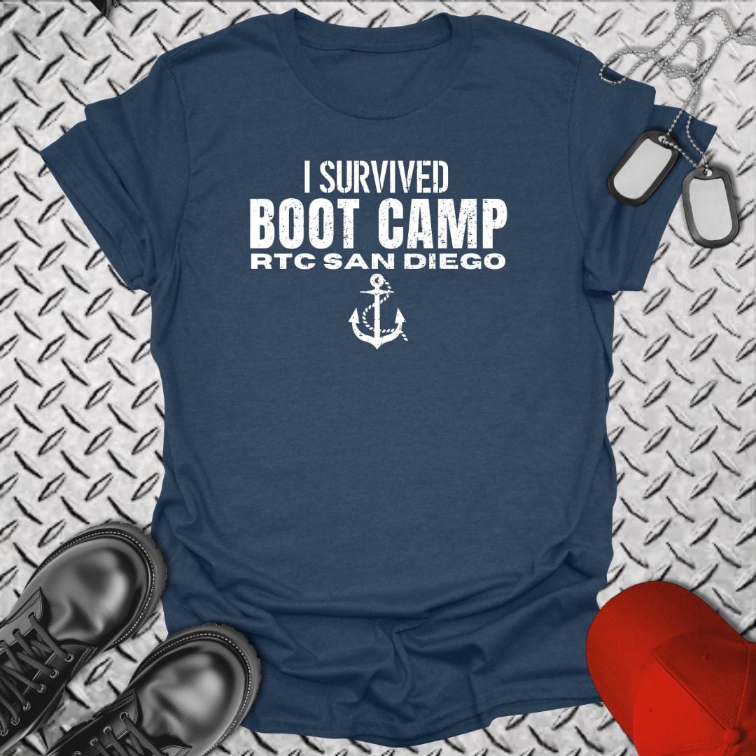 NavyHumor T-Shirt Heather Navy / S I Survived Boot Camp - RTC San Diego T-shirt
