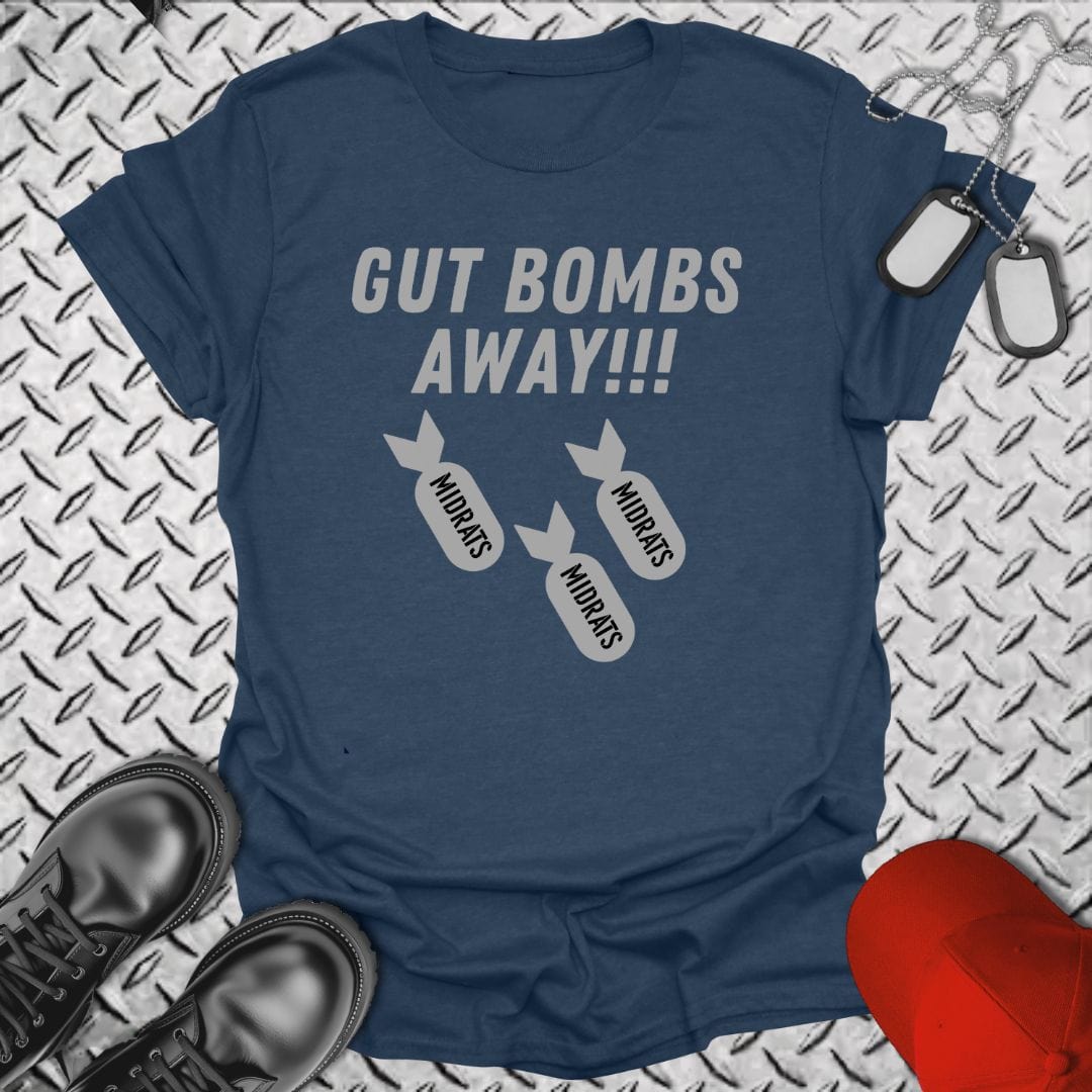 NavyHumor T-Shirt Heather Navy / S Midrats - Gut Bombs Away! T-shirt
