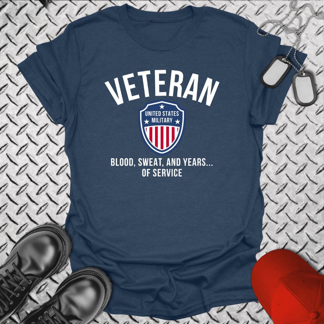NavyHumor T-Shirt Heather Navy / S Veteran - Blood, Sweat, and Years T-shirt