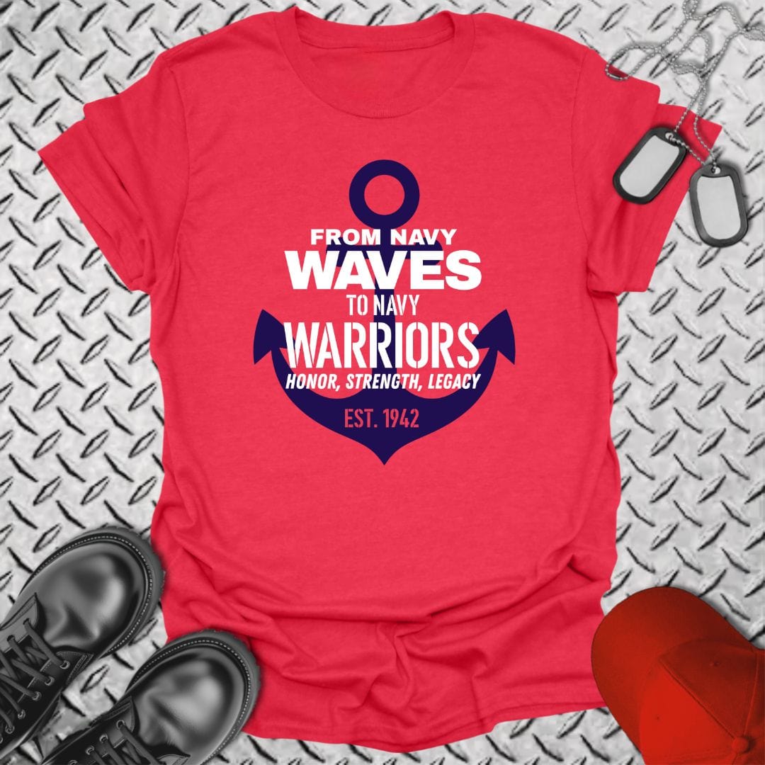NavyHumor T-Shirt Heather Red / S WAVES to Warriors T-shirt