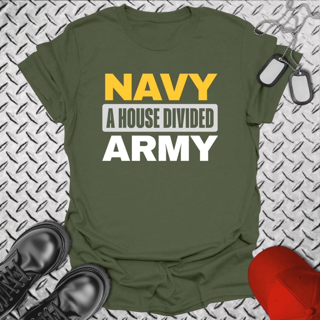NavyHumor T-Shirt Military Green / S A House Divided - NAVY/ARMY T-shirt