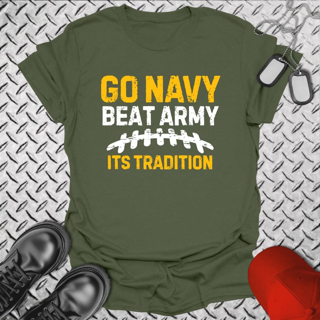 NavyHumor T-Shirt Military Green / S Go Navy - Distressed Tradition T-shirt