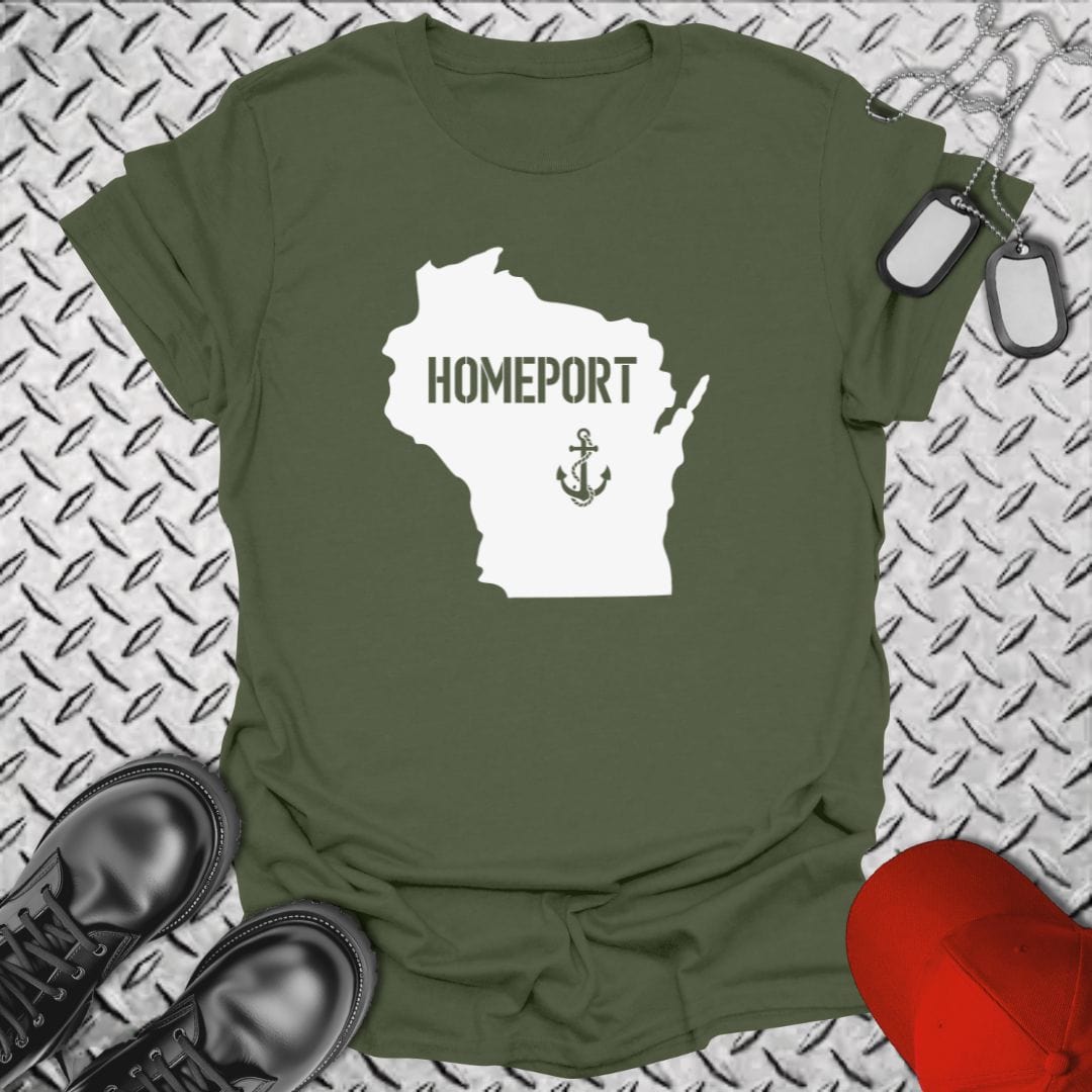NavyHumor T-Shirt Military Green / S Homeport Wisconsin T-shirt