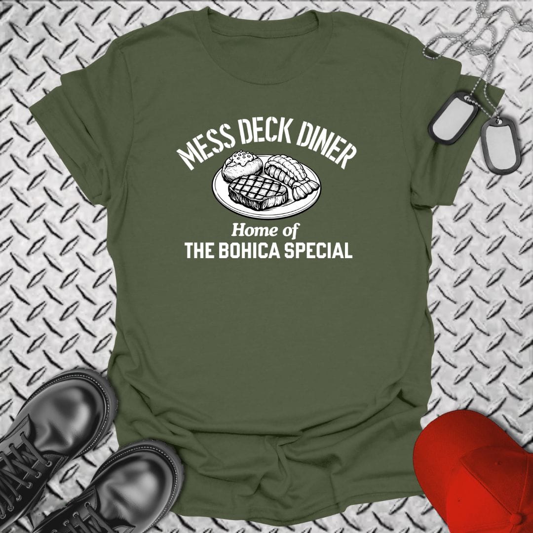 NavyHumor T-Shirt Military Green / S Mess Deck Diner - BOHICA Special