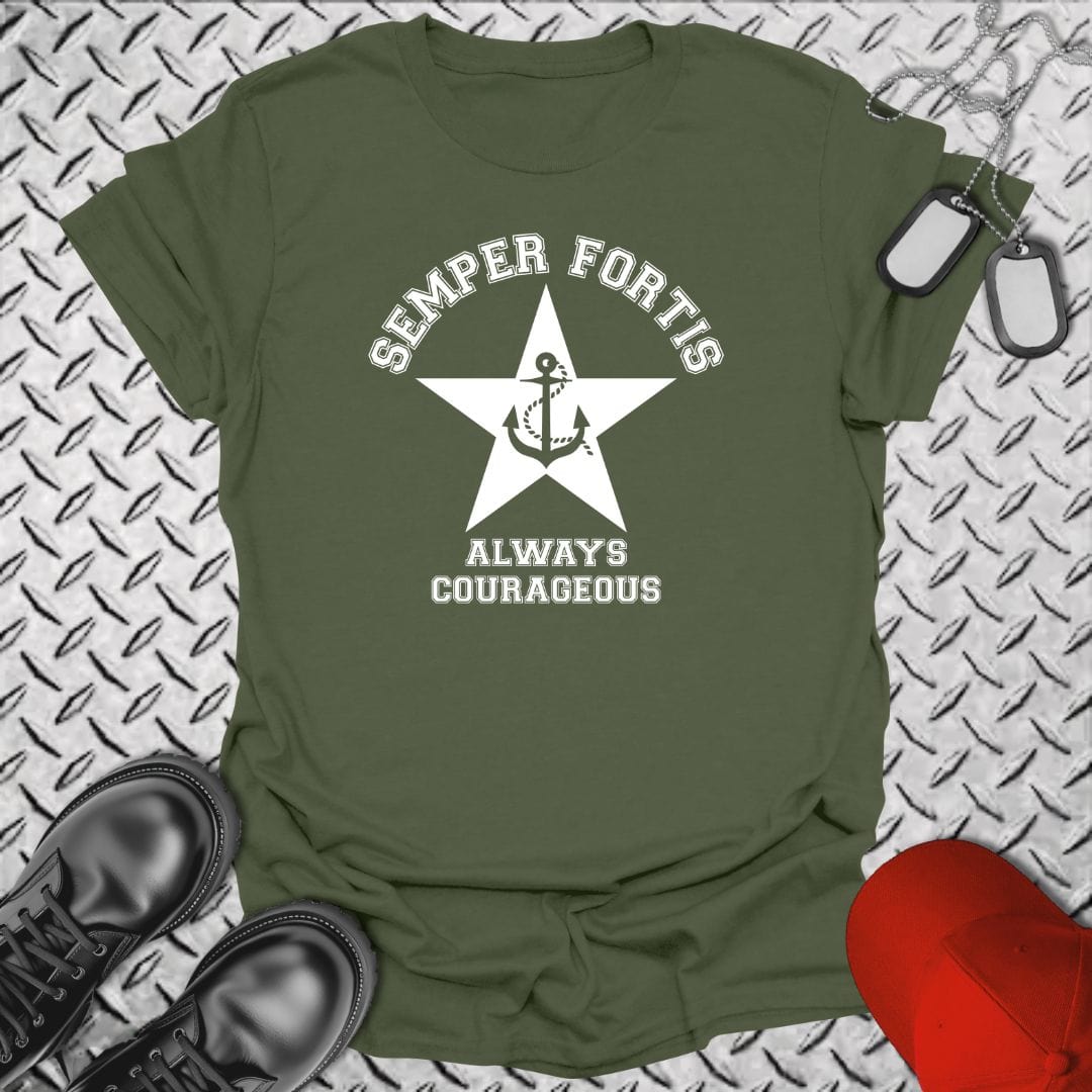 NavyHumor T-Shirt Military Green / S Semper Fortis Star & Anchor T-shirt