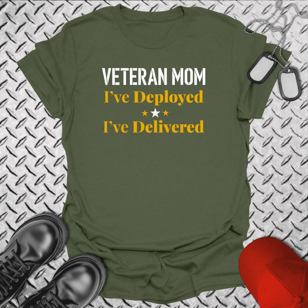 NavyHumor T-Shirt Military Green / S Veteran Mom - Deployed and Delivered T-shirt