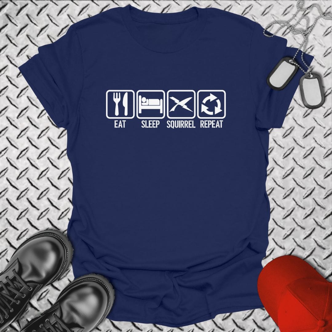 NavyHumor T-Shirt Navy / S CT - Eat, Sleep, Squirrel T-shirt