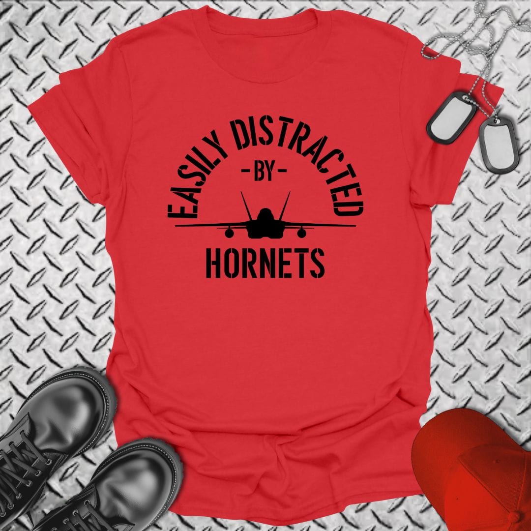 NavyHumor T-Shirt Red / S Easily Distracted By Hornets T-shirt