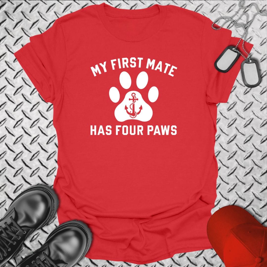 NavyHumor T-Shirt Red / S My First Mate Has 4 Paws T-shirt