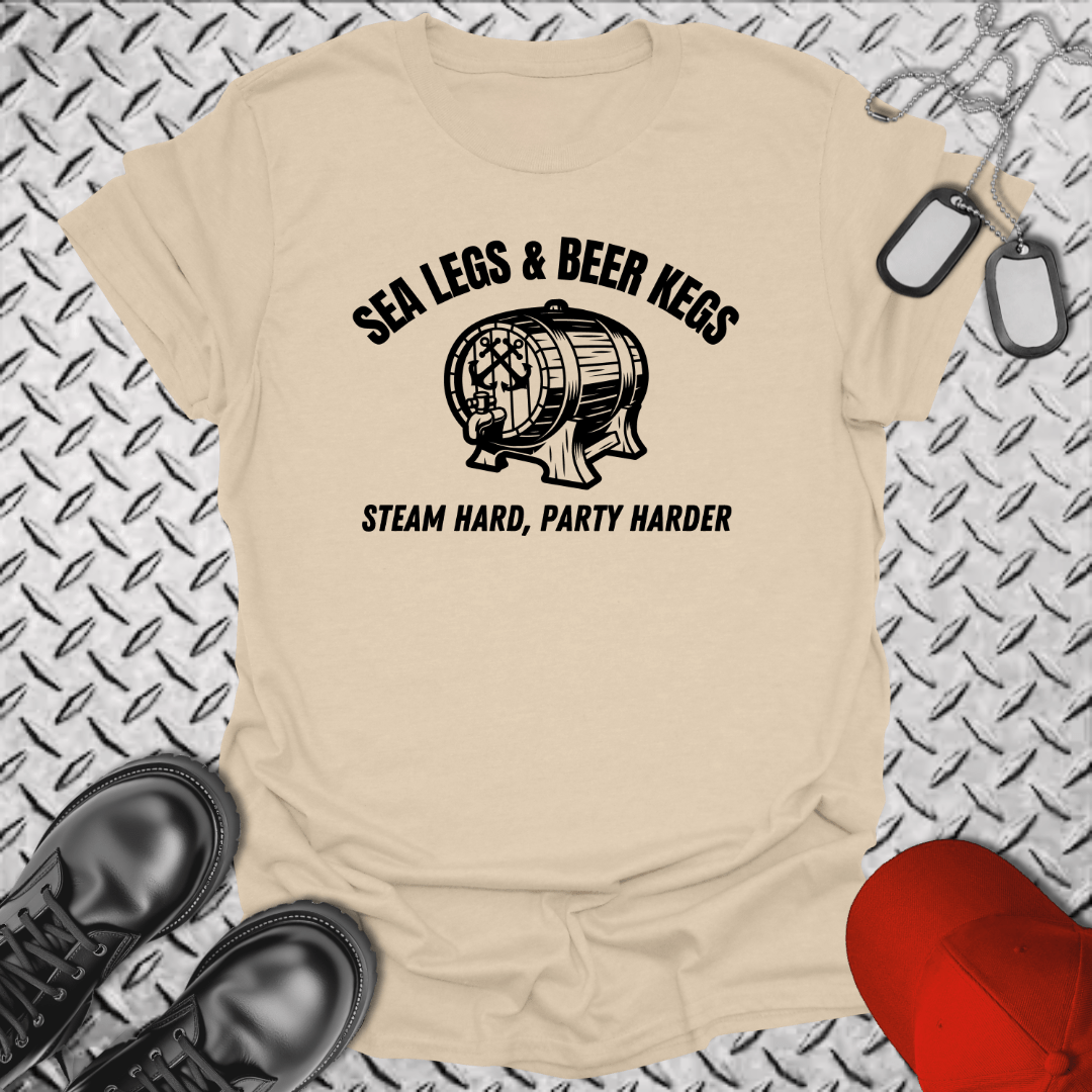 NavyHumor T-Shirt Sand / S Sea Legs and Beer Kegs T-shirt