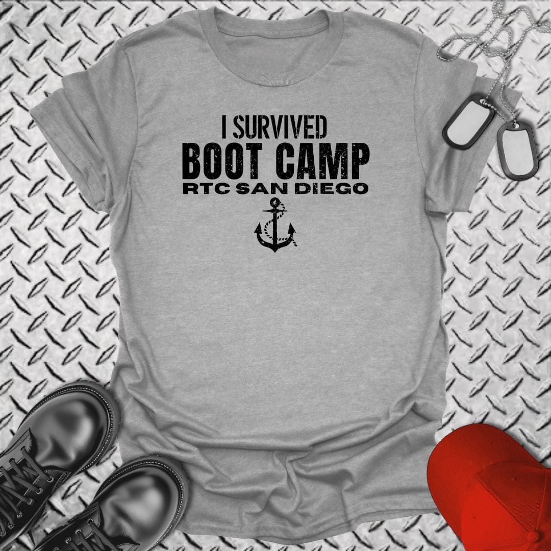 NavyHumor T-Shirt Sport Grey / S I Survived Boot Camp - RTC San Diego T-shirt