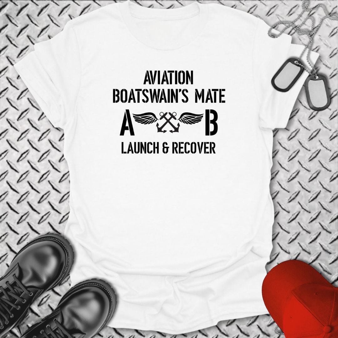 NavyHumor T-Shirt White / S ABE - Launch & Recover - Aviation Boatswain's Mate Insignia T-shirt