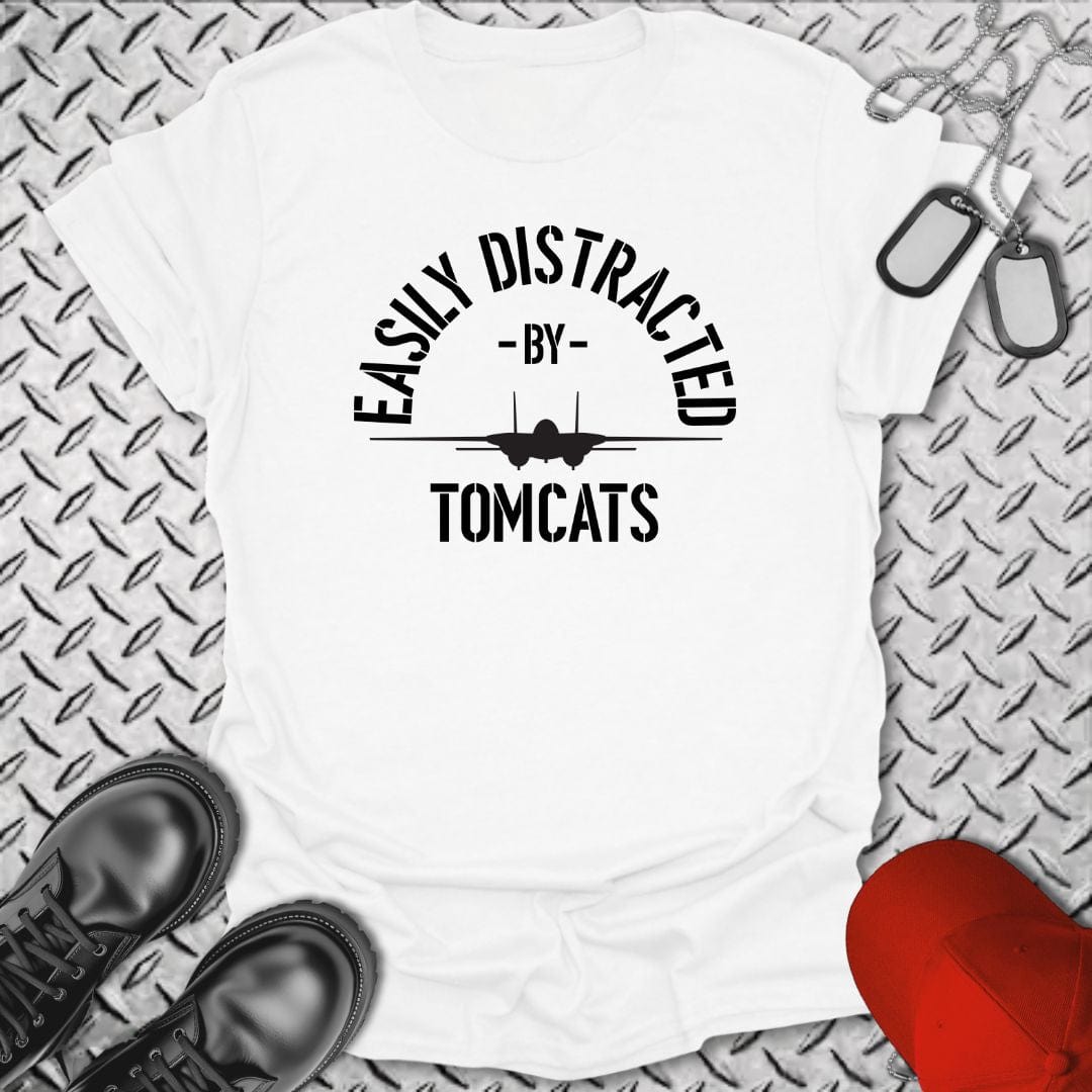 NavyHumor T-Shirt White / S Easily Distracted By Tomcats T-shirt