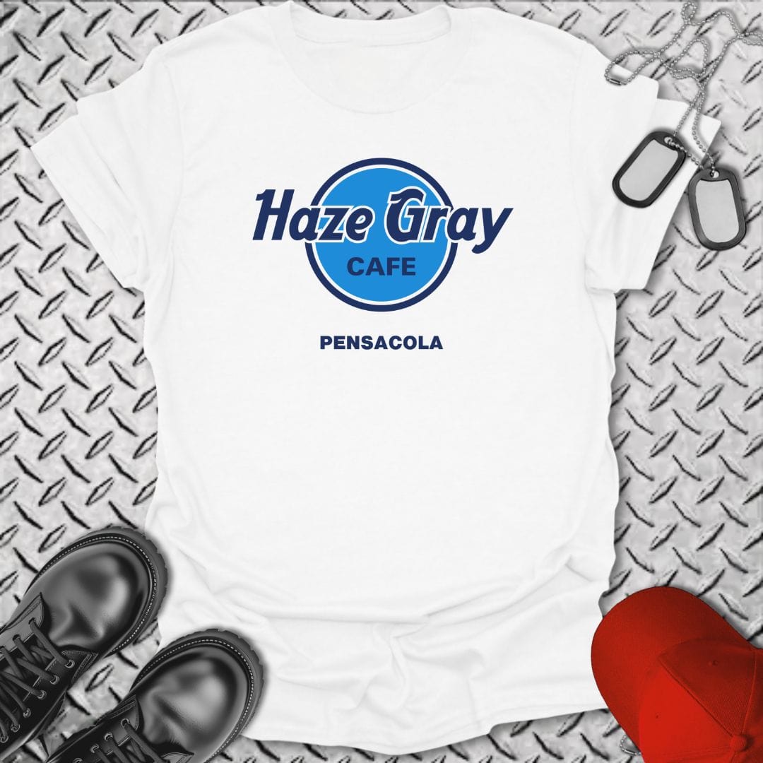 NavyHumor T-Shirt White / S Haze Gray Cafe - Pensacola T-shirt