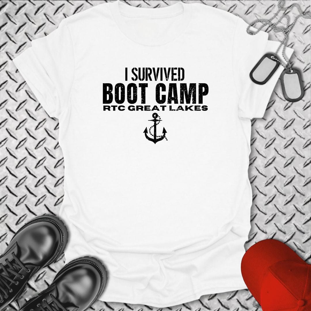 NavyHumor T-Shirt White / S I Survived Boot Camp - RTC Great Lakes T-shirt