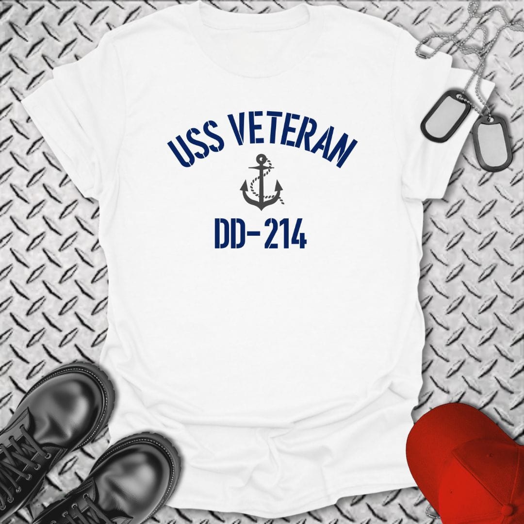 NavyHumor T-Shirt White / S USS Veteran DD-214 Tshirt