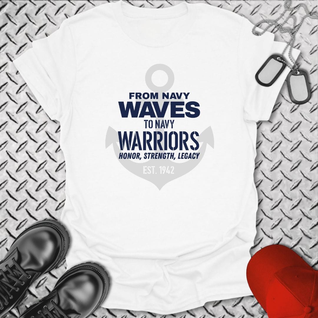 NavyHumor T-Shirt White / S WAVES to Warriors T-shirt
