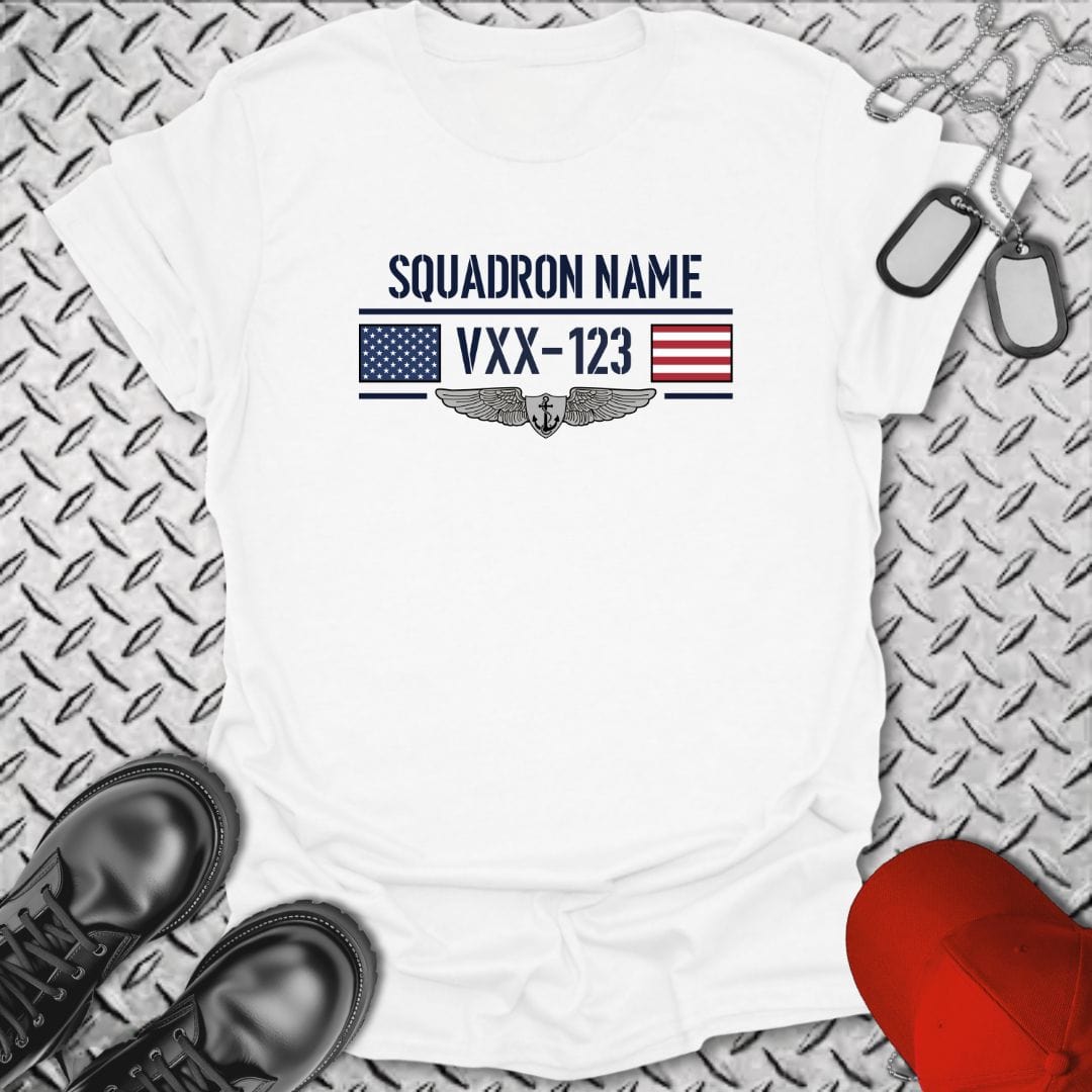 NavyHumor T-Shirt White / S "Your Squadron" Flag and Wings T-shirt
