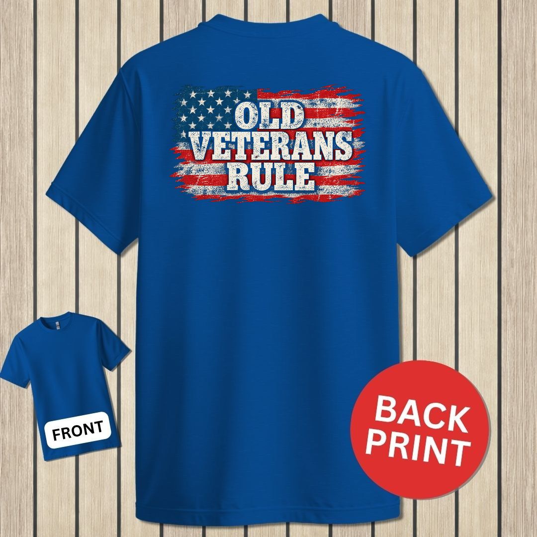 Old Veterans Rule Distressed Flag - Royal Blue