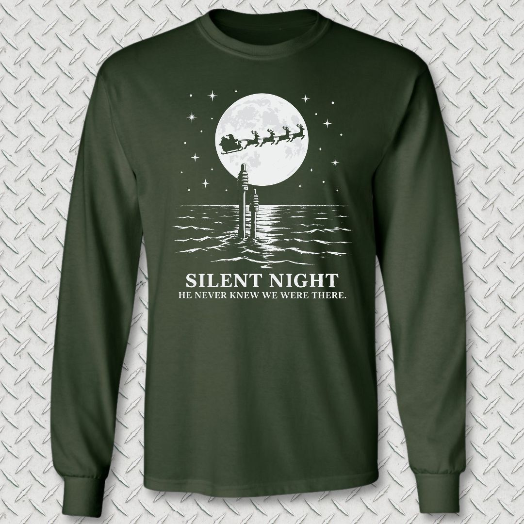 Silent Santa Long Sleeve Tee - Forest Green
