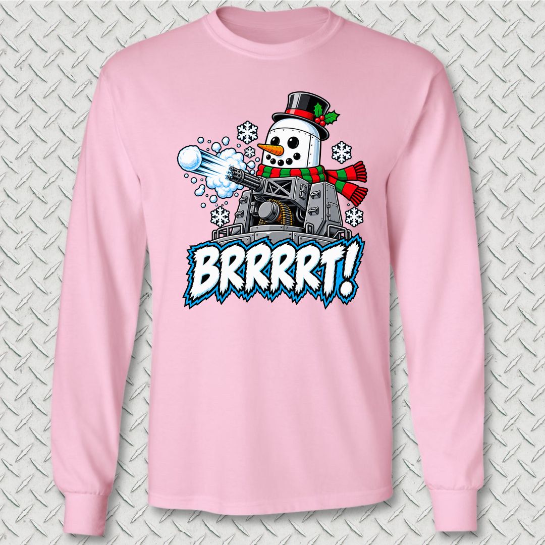 Snowman BRRRRT! Long Sleeve Tee - Pink