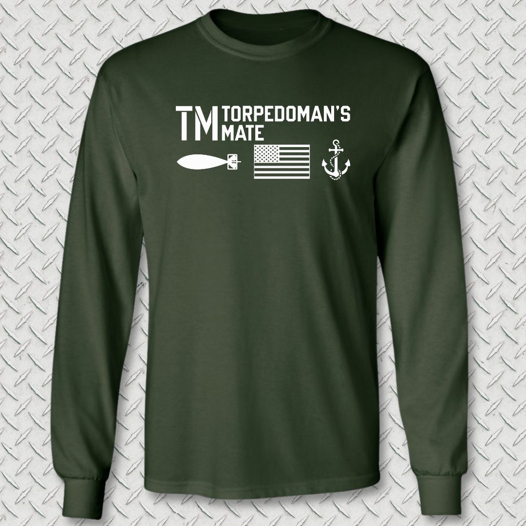 TM - Flag & Anchor Long Sleeve Tee - Forest Green