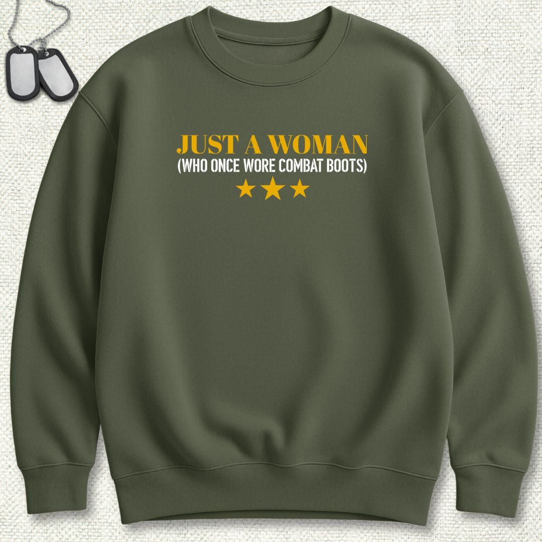 Just A Woman Who Once Wore Combat Boots Sweatshirt