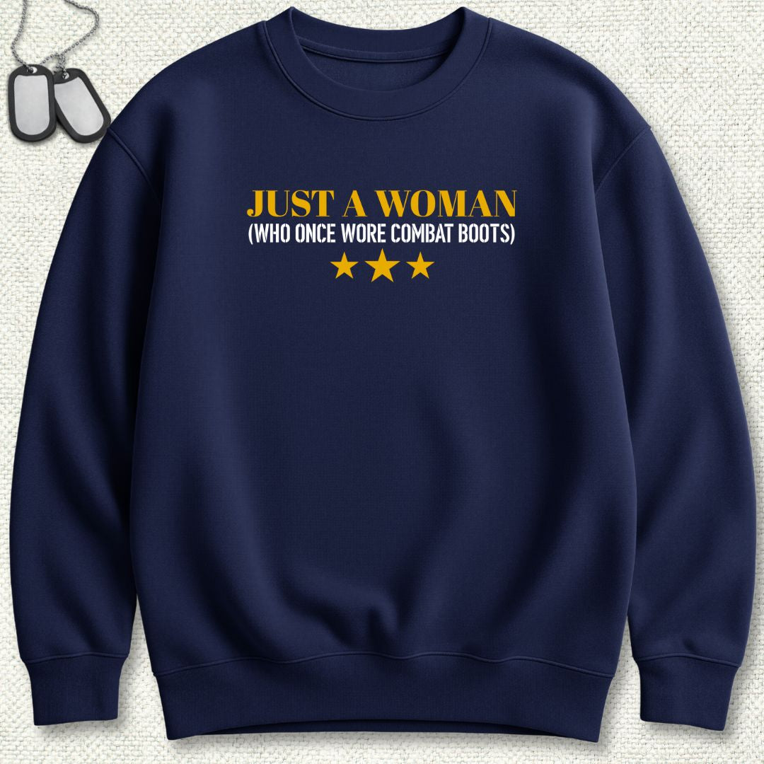 Just A Woman Who Once Wore Combat Boots Sweatshirt