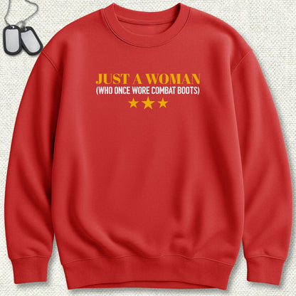 Just A Woman Who Once Wore Combat Boots Sweatshirt