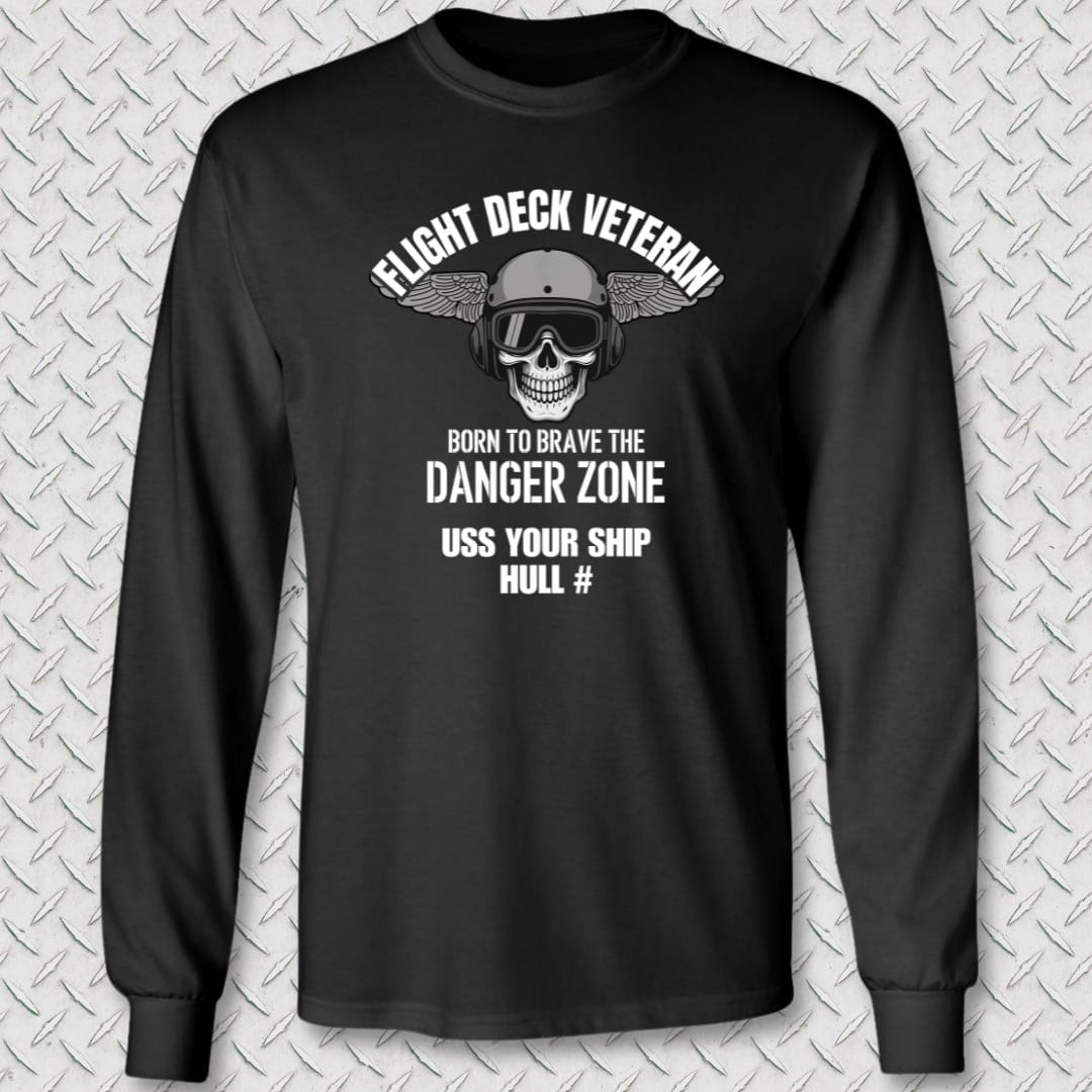 NavyHumor Long-sleeve Black / S Flight Deck Veteran - Add Your Command Long Sleeve Tee