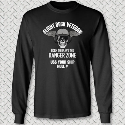 NavyHumor Long-sleeve Black / S Flight Deck Veteran - Add Your Command Long Sleeve Tee