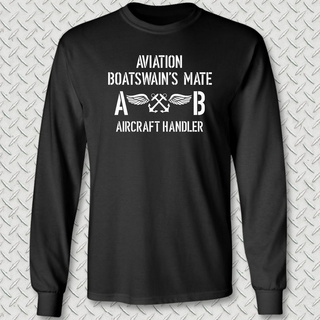 ABH - Aircraft Handler - Aviation Boatswain's Mate Long Sleeve Tee - Black