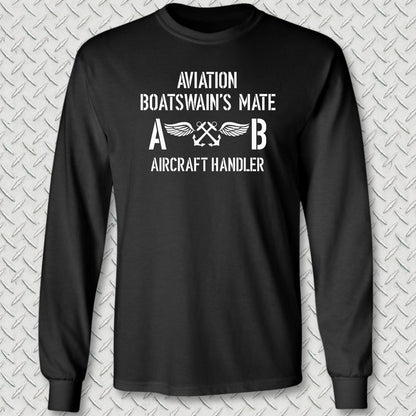 ABH - Aircraft Handler - Aviation Boatswain's Mate Long Sleeve Tee - Black