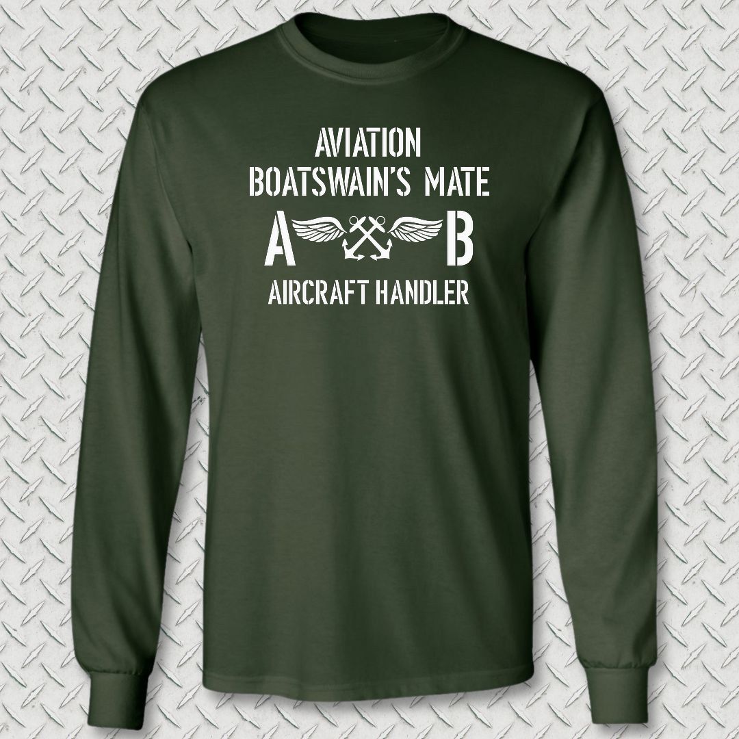 ABH - Aircraft Handler - Aviation Boatswain's Mate Long Sleeve Tee - Forest Green
