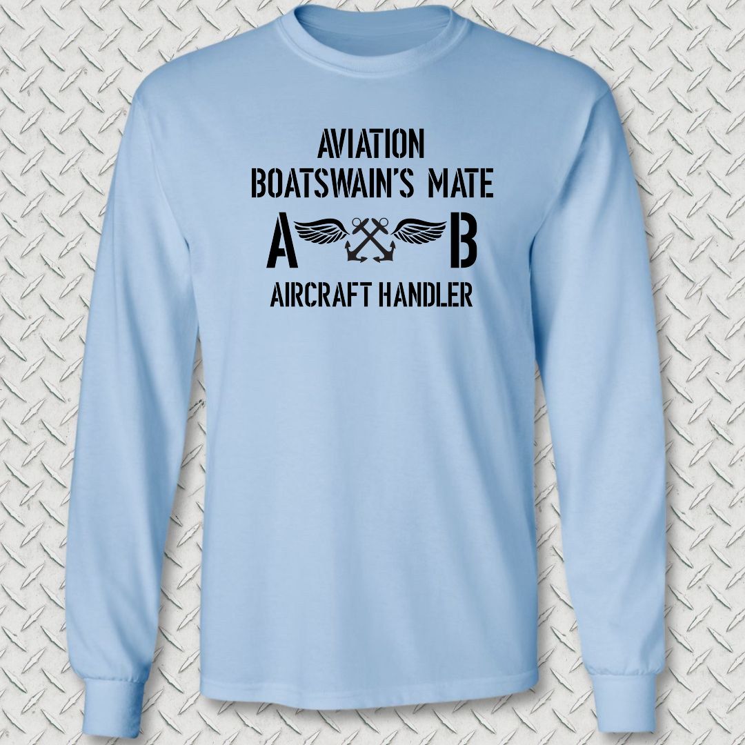 ABH - Aircraft Handler - Aviation Boatswain's Mate Long Sleeve Tee - Light Blue