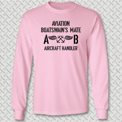 ABH - Aircraft Handler - Aviation Boatswain's Mate Long Sleeve Tee - Pink