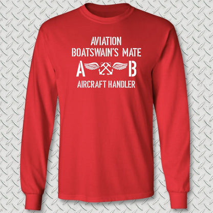 ABH - Aircraft Handler - Aviation Boatswain's Mate Long Sleeve Tee - Red