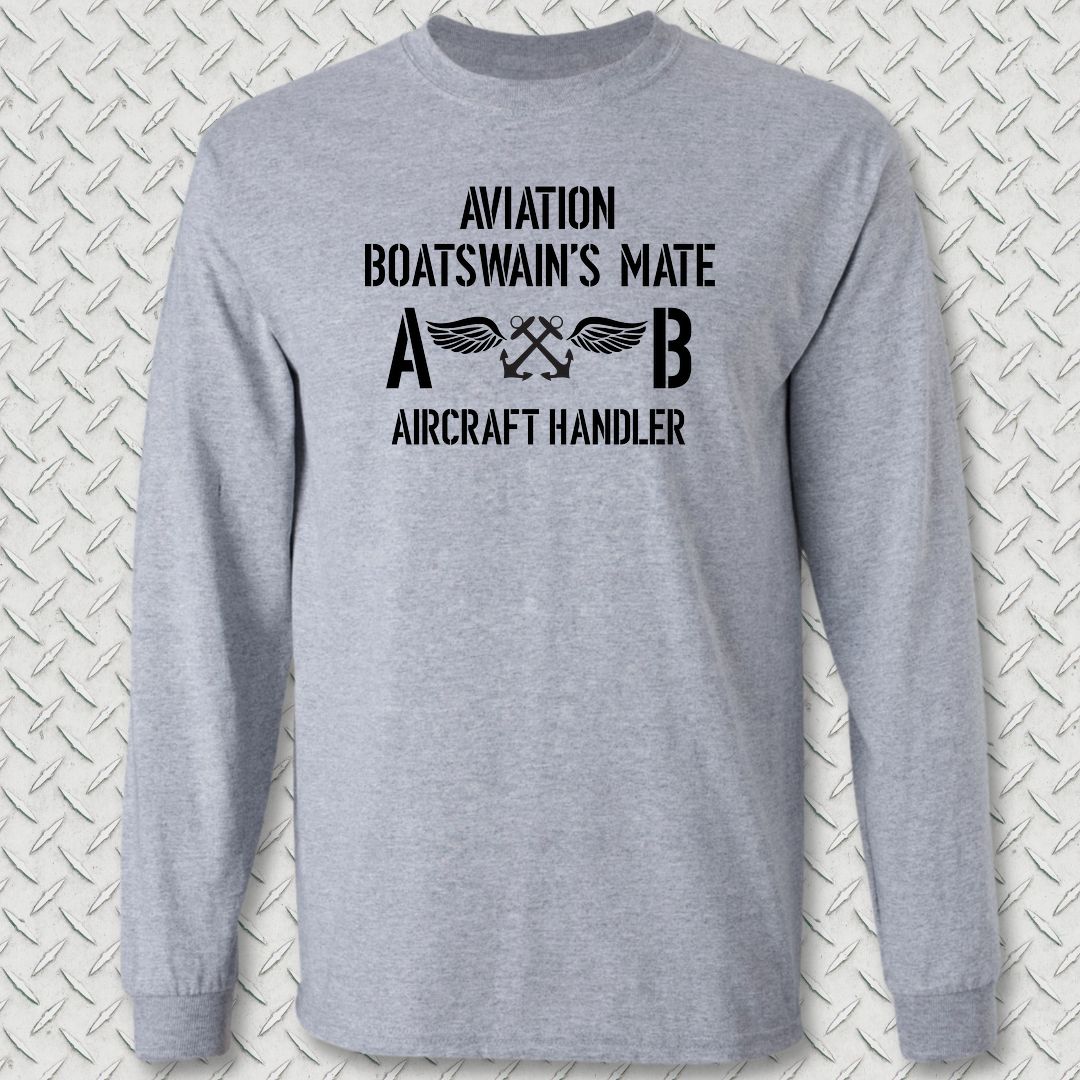 ABH - Aircraft Handler - Aviation Boatswain's Mate Long Sleeve Tee - Sport Grey
