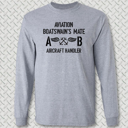 ABH - Aircraft Handler - Aviation Boatswain's Mate Long Sleeve Tee - Sport Grey