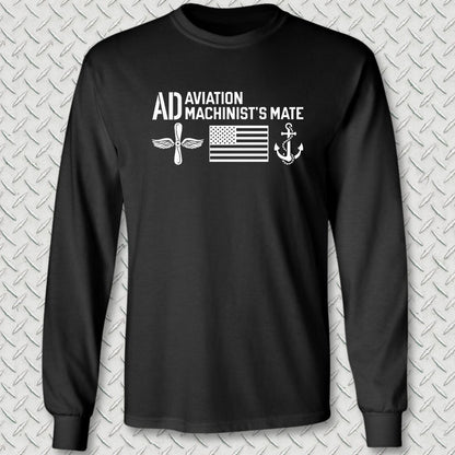AD - Flag & Anchor Long Sleeve Tee - Black