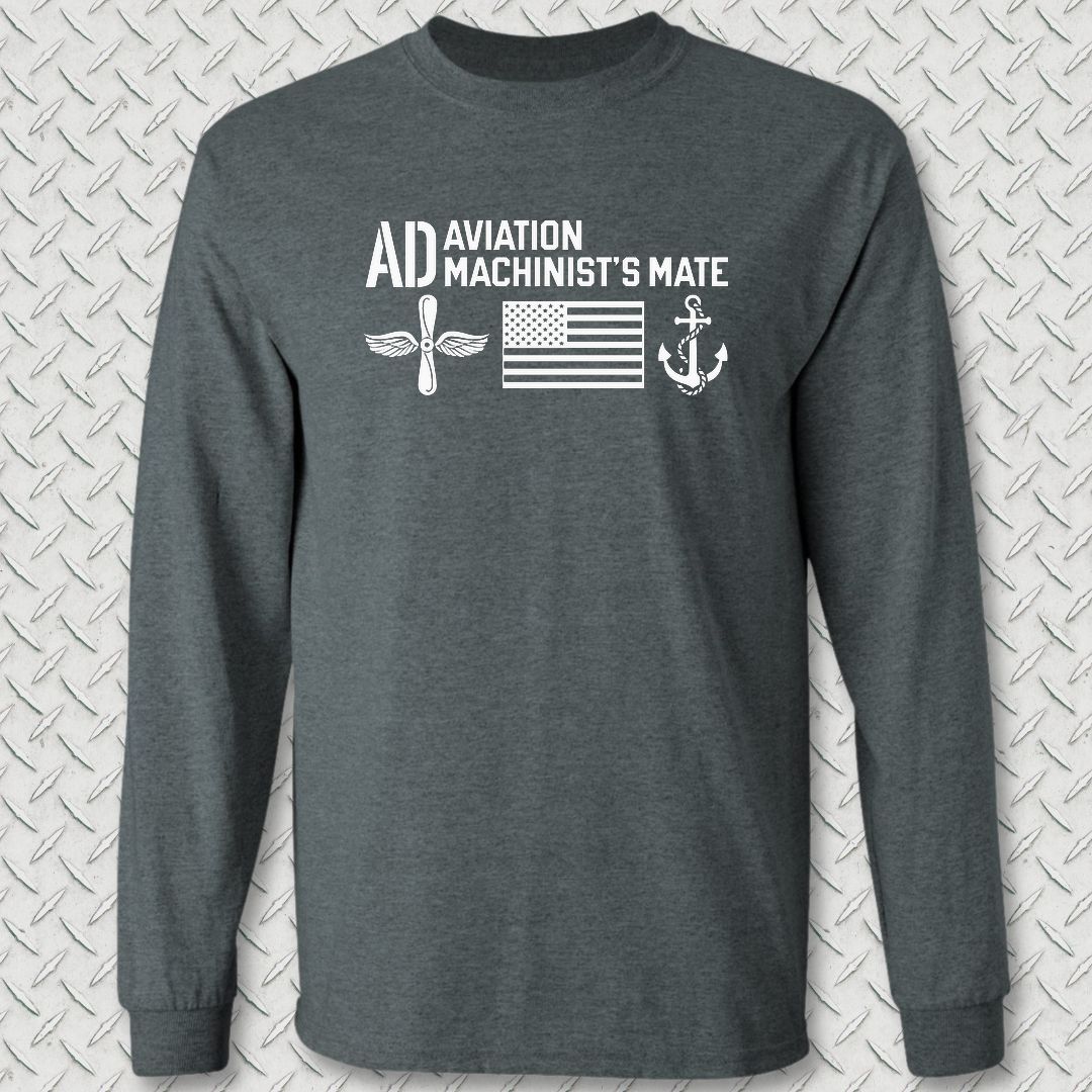 AD - Flag & Anchor Long Sleeve Tee - Dark Heather