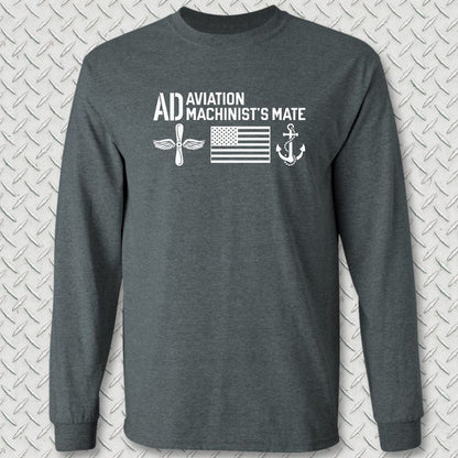 AD - Flag & Anchor Long Sleeve Tee - Dark Heather