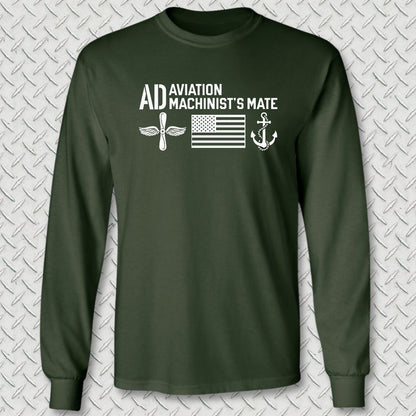 AD - Flag & Anchor Long Sleeve Tee - Forest Green