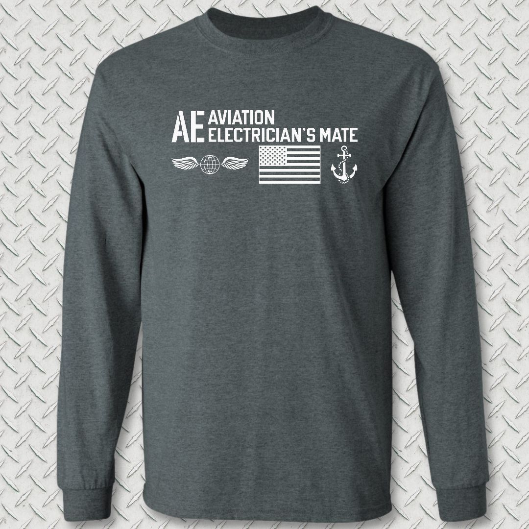 AE - Flag & Anchor Long Sleeve Tee - Dark Heather