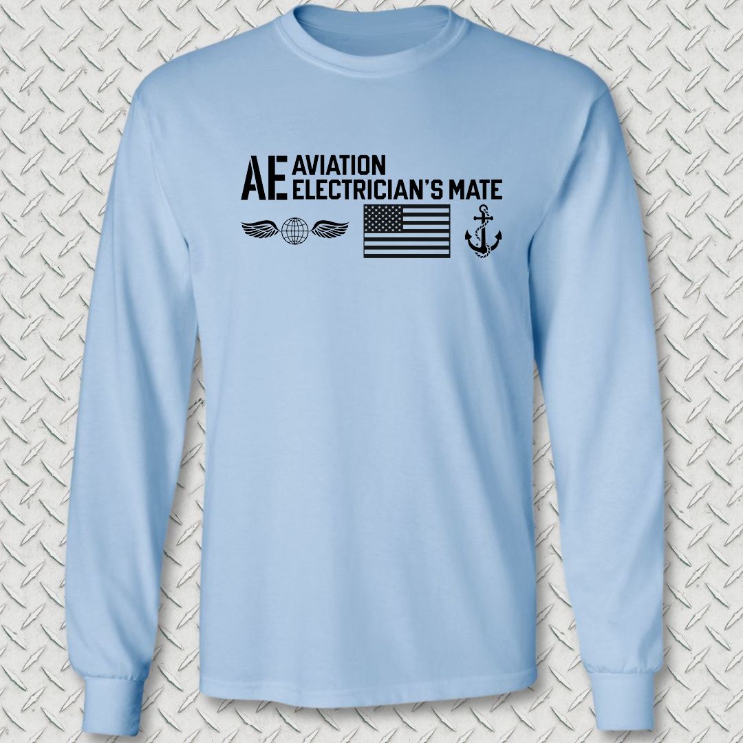 AE - Flag & Anchor Long Sleeve Tee - Light Blue