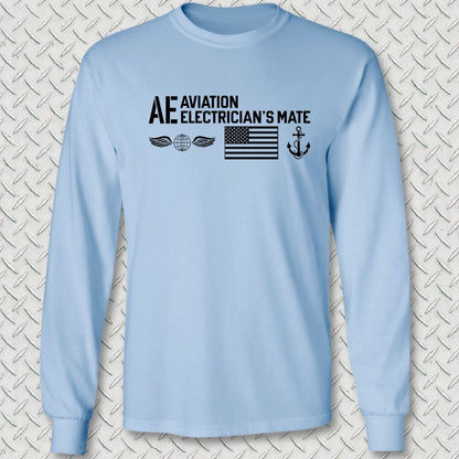 AE - Flag & Anchor Long Sleeve Tee - Light Blue