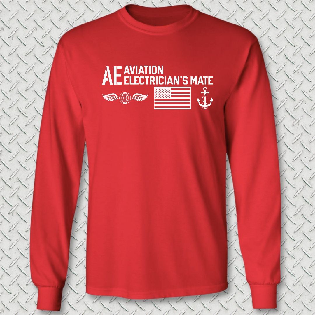 AE - Flag & Anchor Long Sleeve Tee - Red