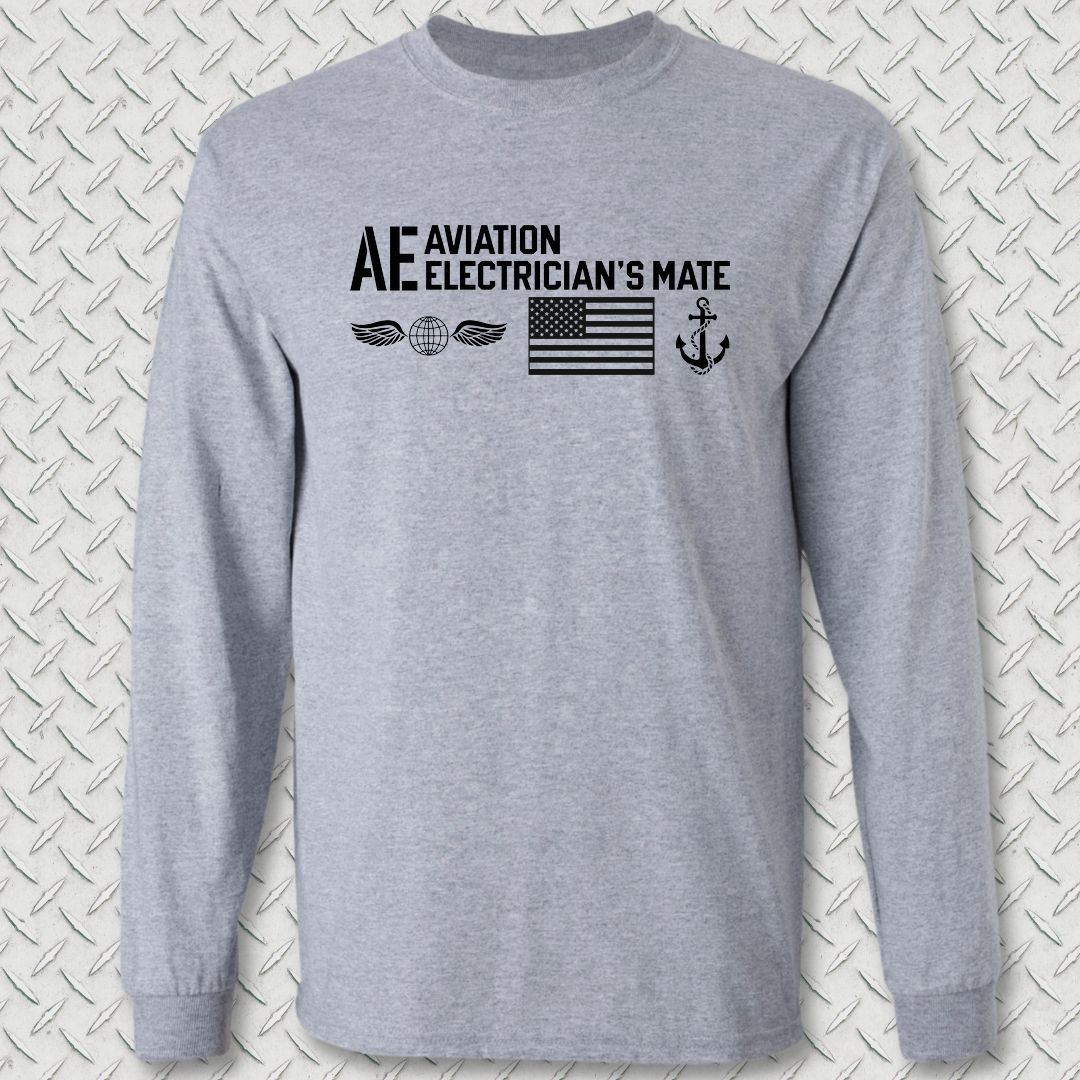 AE - Flag & Anchor Long Sleeve Tee - Sport Grey