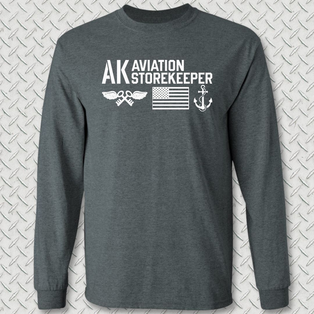 AK - Flag & Anchor Long Sleeve Tee - Dark Heather